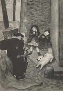 Abbildung aus dem Kinderbuch "The Family Under the Bridge" von Natalie Savage Carlson 1990