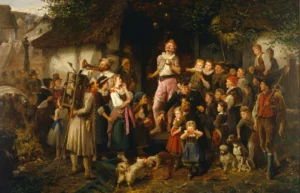 Ein Dorffest - Der Jongleur, 1873
Gemälde von Fritz Beinke (1842 – 1907) 
