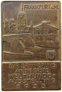 Bronzeplakette zur Welt-Hundeausstellung im April 1935