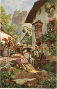 Die Hochzeitsreise,
Ansichtskarte 1905 (J. Frank)