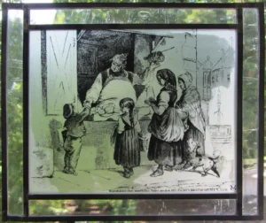 Fensterbild (Bleiverglasung) - Glasmalerei, Reproduktion eines Motivs aus dem Deutschen Brotmuseum, ungerahmt