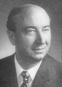 Heinz Schwaderer aus Stuttgart, Hauptzuchtwart des VfDSp von 1951 bis 1960 und von 1970 bis 1979 1. Präsident
