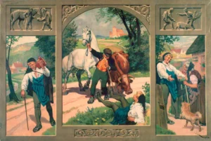 Das Gesamtbild, das ursprünglich dem Rollbild zugrundel lag
Hey, Paul (1867 - 1952) Hans im Glück