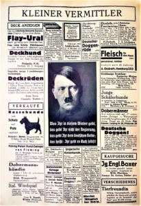 Annonce mit Hitler-Bild in einer Hundezeitschrift