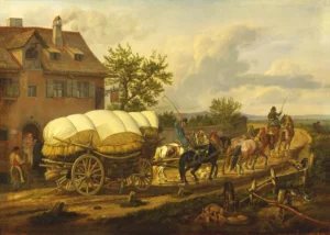 Sechspänniger Frachtwagen in Buch bei Nürnberg
Gemälde von Johann Adam Klein (1792 - 1875)  (c) Jac. Gazenbeek-Stift