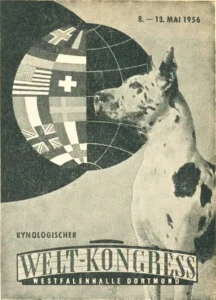 Werbeplakat für den Kynologischen Weltkongress mit anschließender Welt-Hundeasusstellung vom 11. bis 13. Mai 1956 in Dortmund