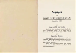 Kopie der Satzung des ostdeutschen Spitz-Zuchtvereins - 1. Seite: Name, Sitz und Zweck des Vereins