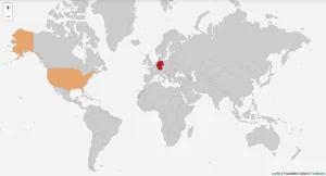 Geografische Verbreitung des Familiennamens Grospitz, international, bei Forebears