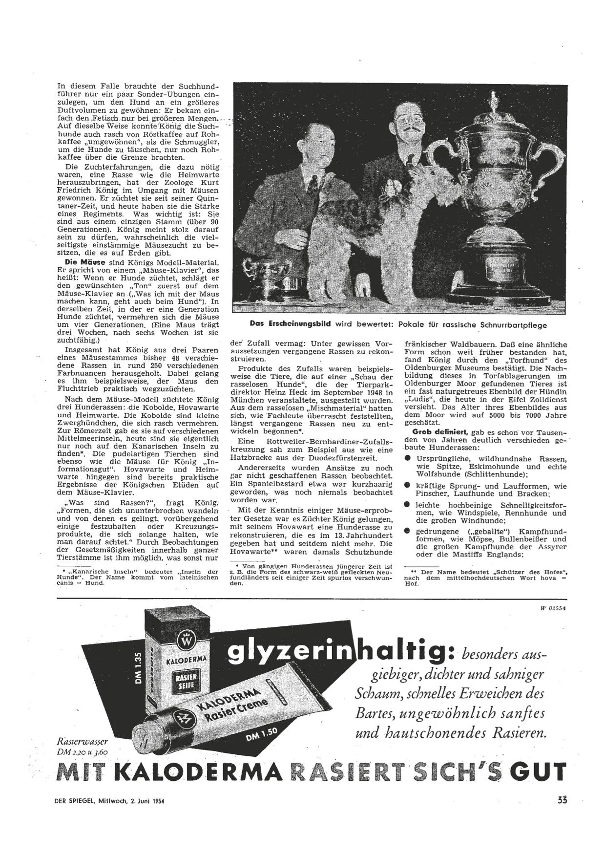 Spiegel-Artikel Hundezucht 02.06.1954 Seite 2