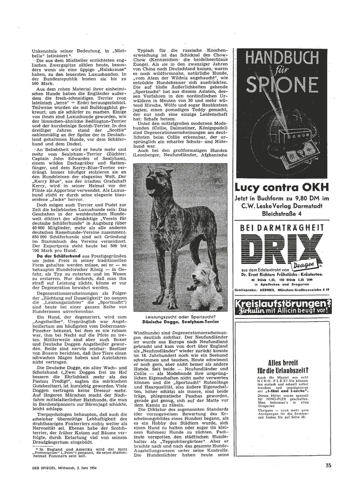 Spiegel-Artikel Hundezucht 02.06.1954 Seite 4